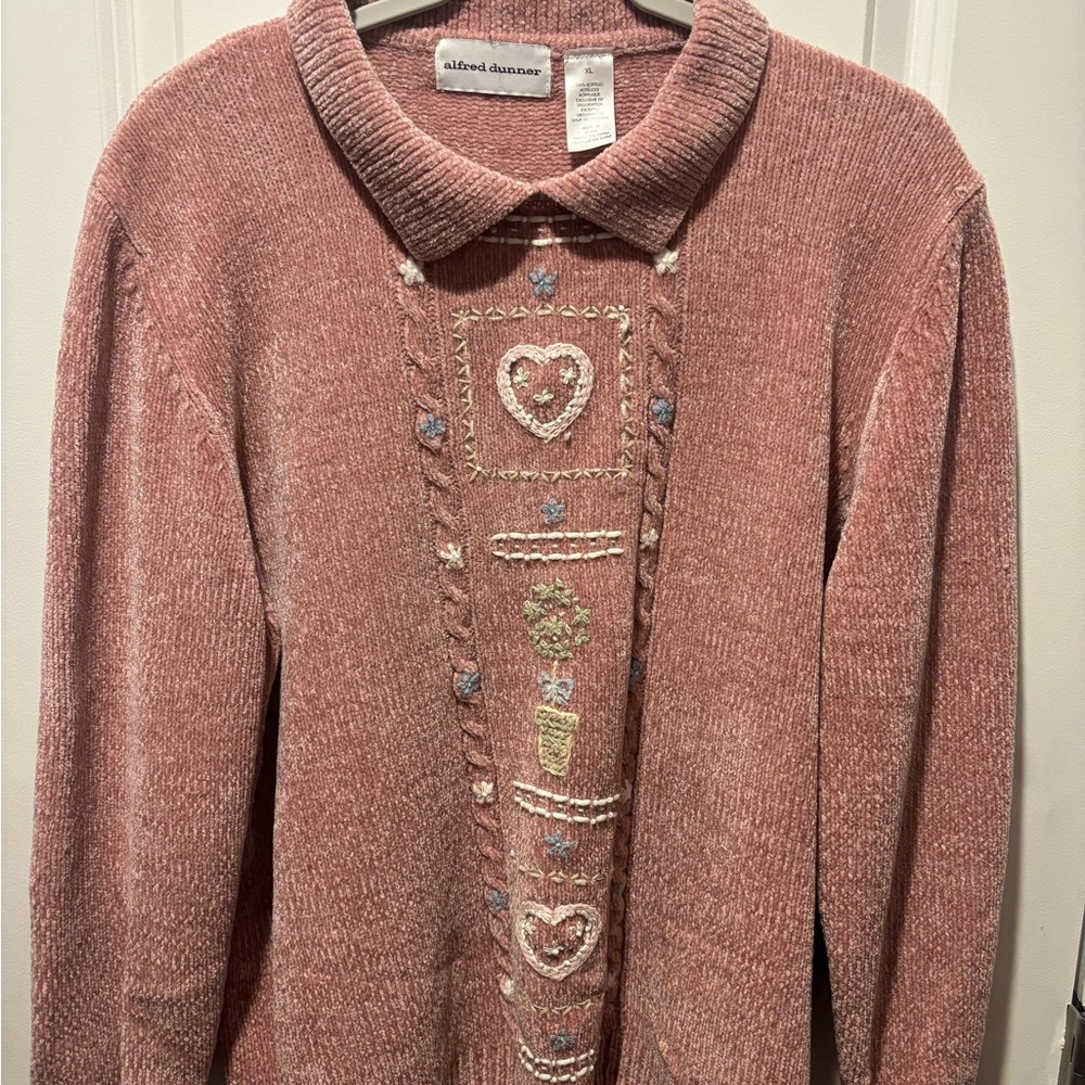 Alfred Dunner Rose Embroidered Cardigan
